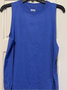 New DKNY SPORT Womens Size Small  Blue Tank Top Sleeveless Shirt NWT Gym